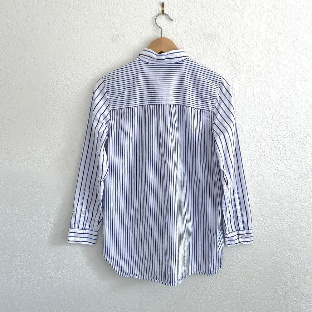 Madewell Classic Ex-Boyfriend Shirt Blue & White Mixed Stripe Button Down Small - Picture 3 of 8